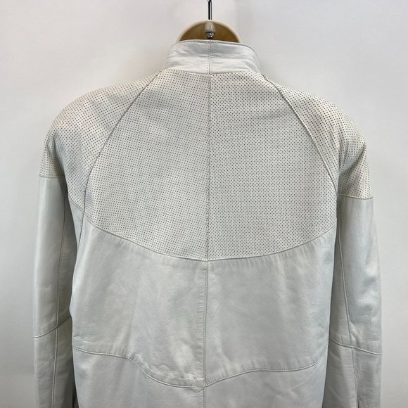 VTG Giovinezza Moda Rocco D'Amelio White Moto Leather Snap Jacket Women's L - Picture 7 of 10